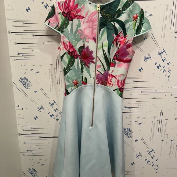 Ted Baker Anushia Floral Skater Dress, Blue, Size 0 - Picture 7 of 7
